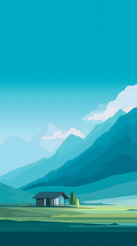 宁静山居风景画图片