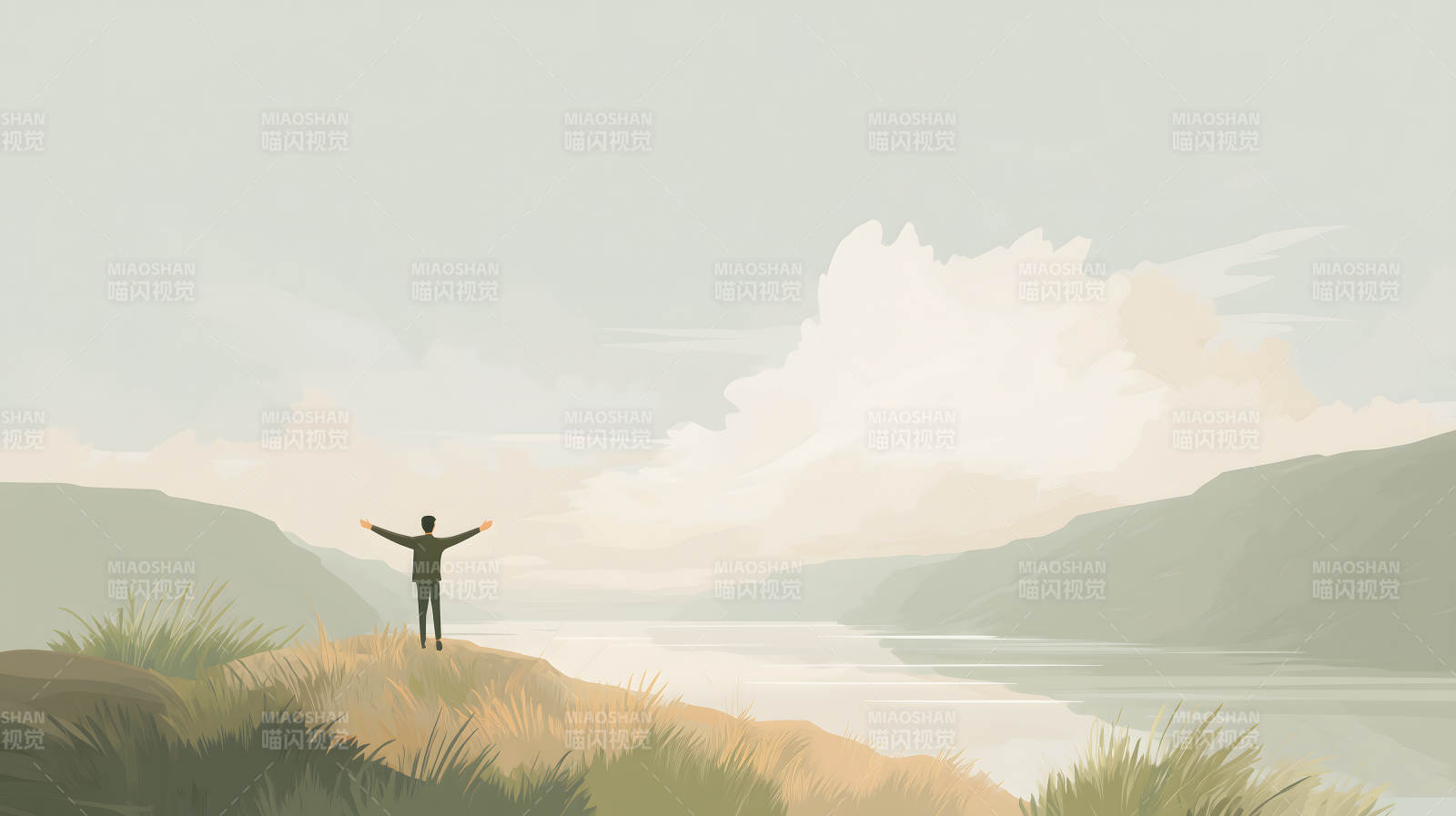 山水间拥抱自由图片