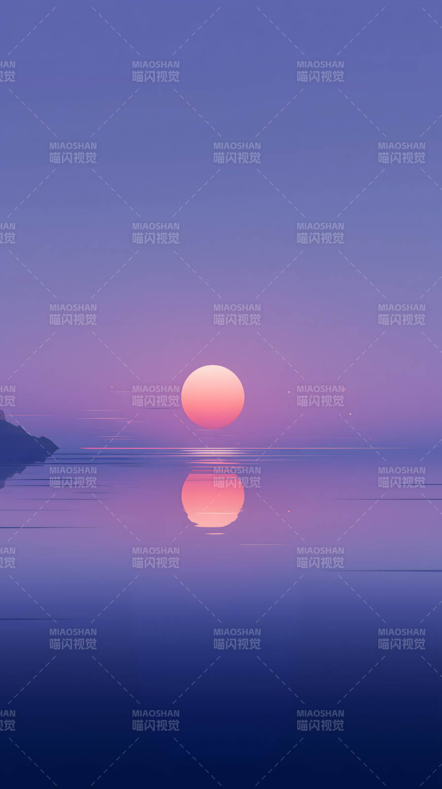 落日湖面唯美风景图图片