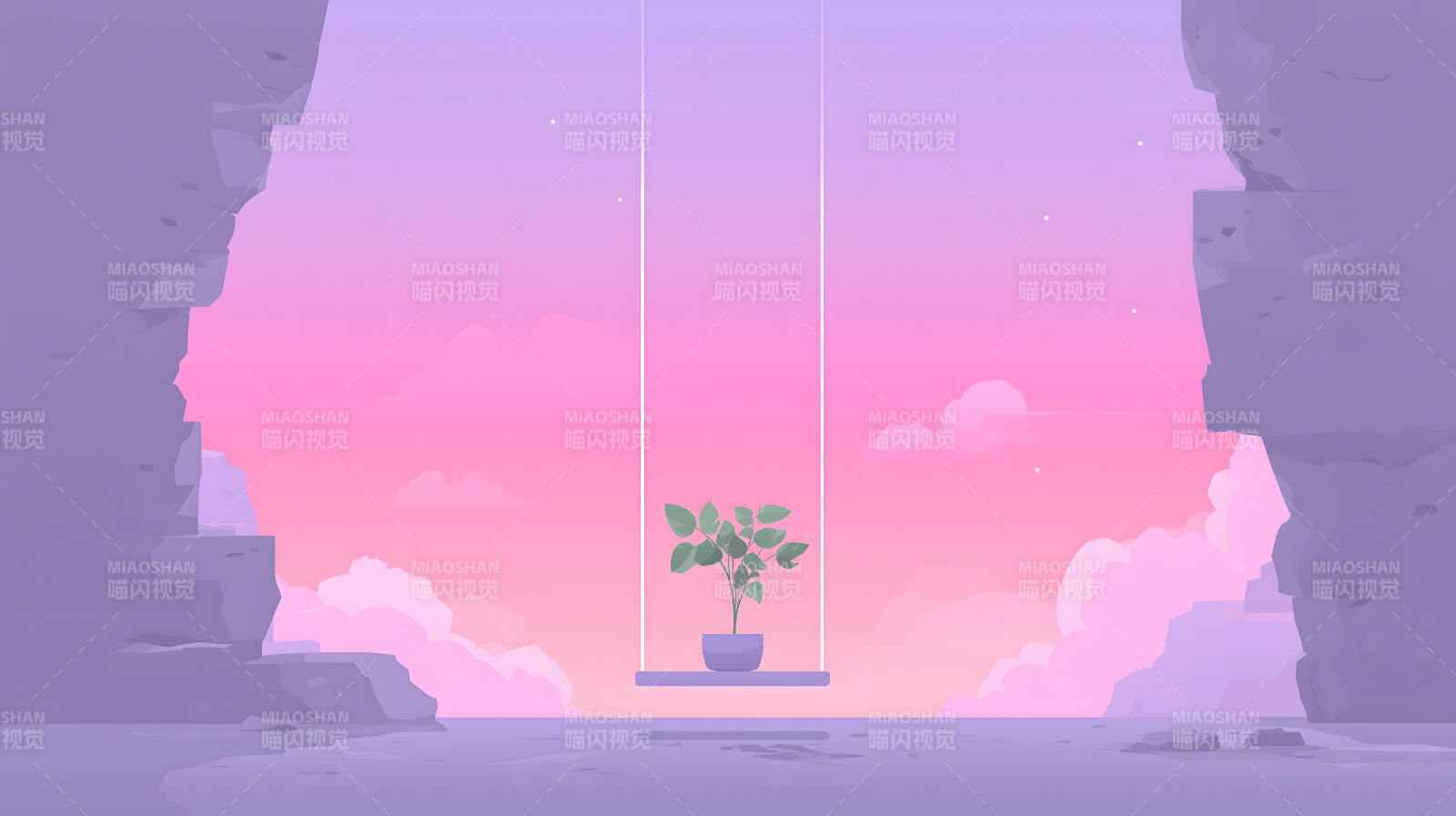 盆栽秋千粉色天空图片