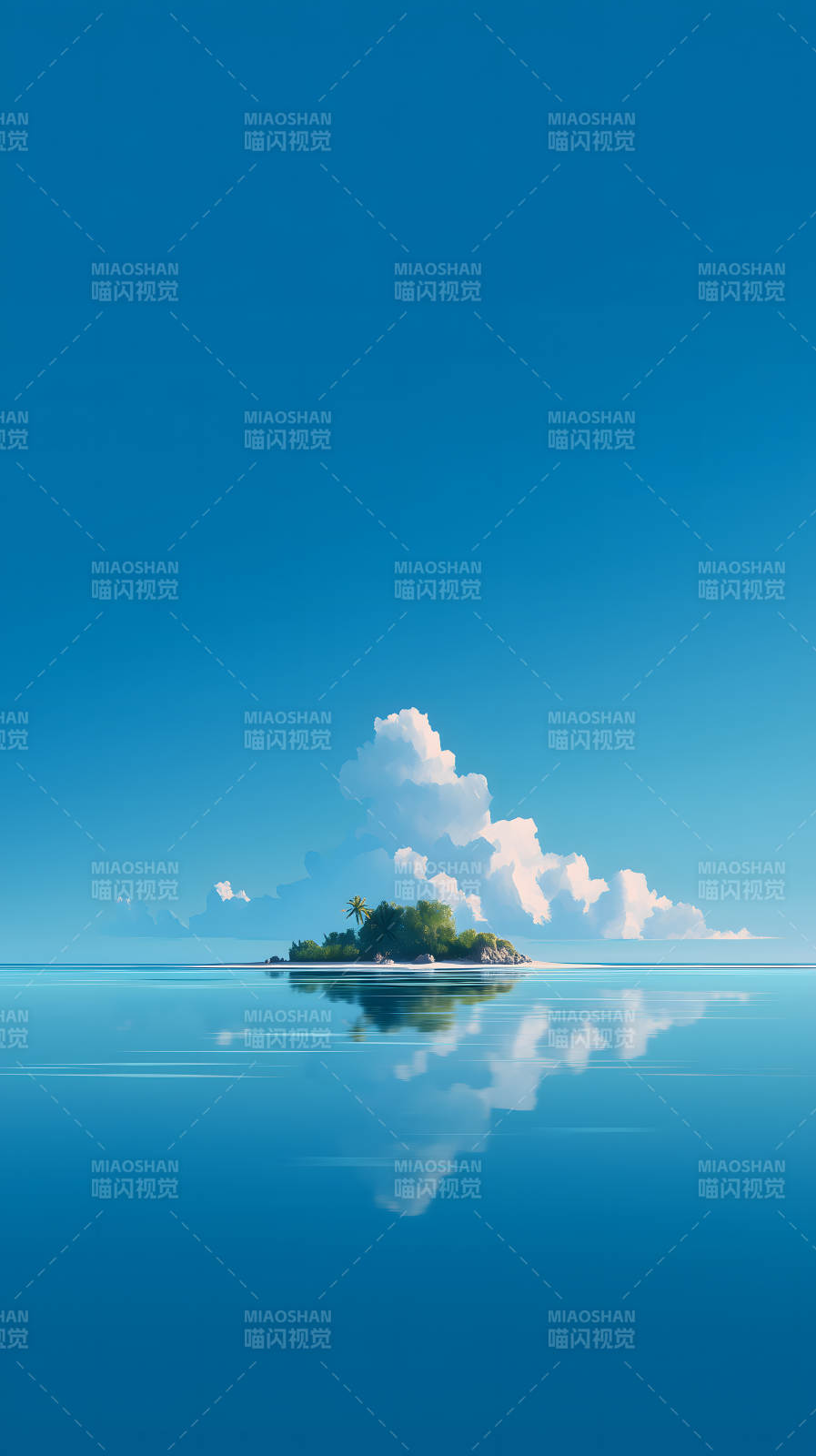 孤岛宁静海面风光图片