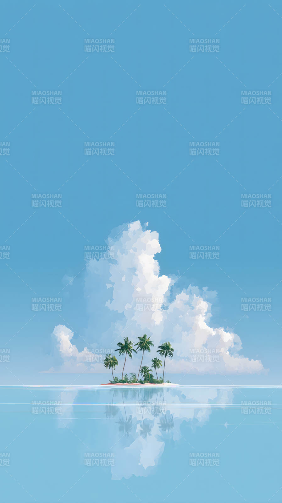 岛屿椰树云朵风景图片