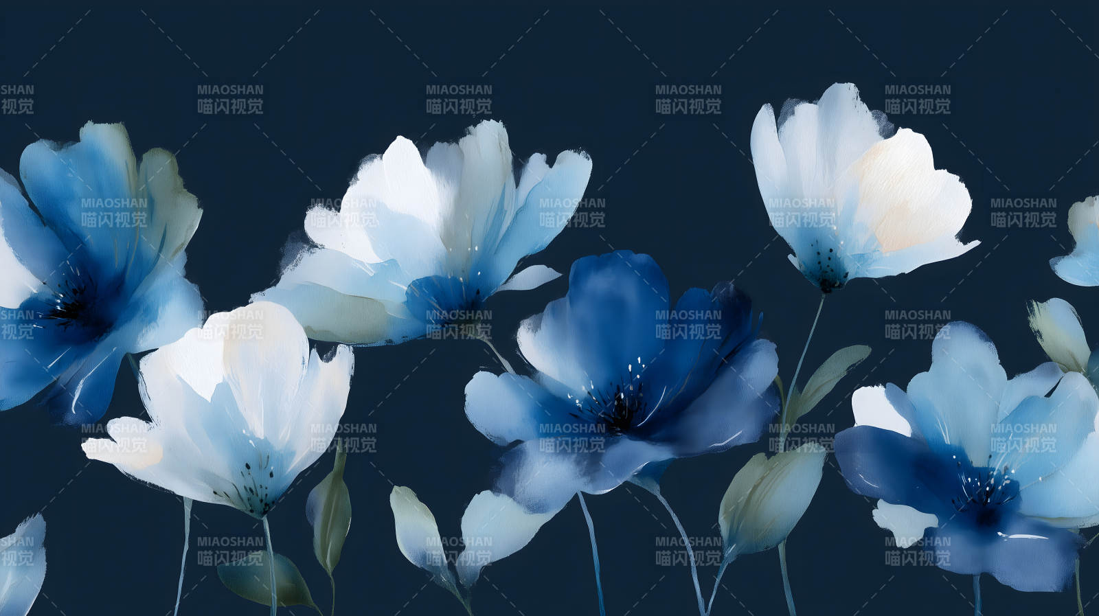 水彩花朵幽静美好图片