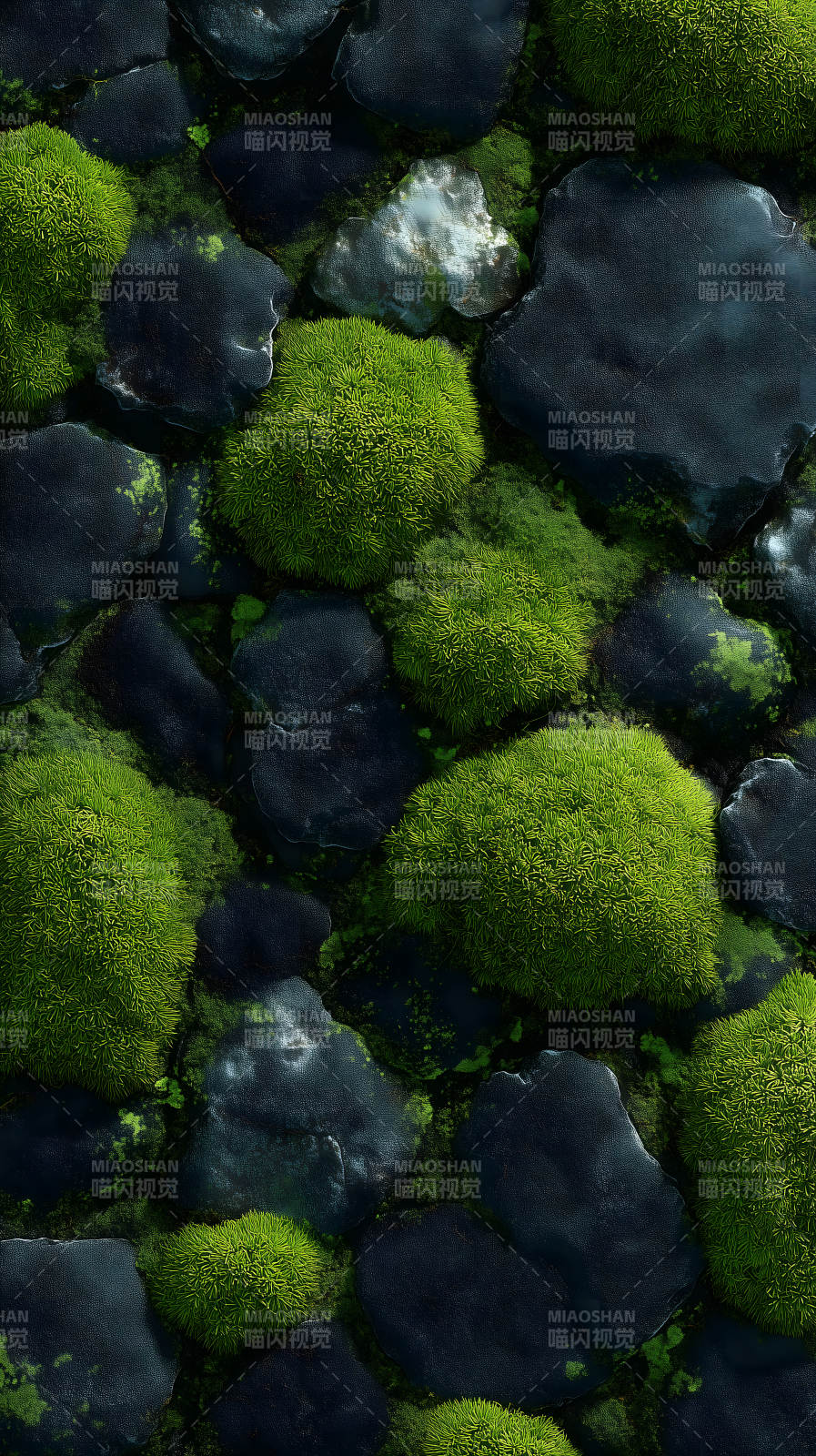 青苔岩石纹理细节图片