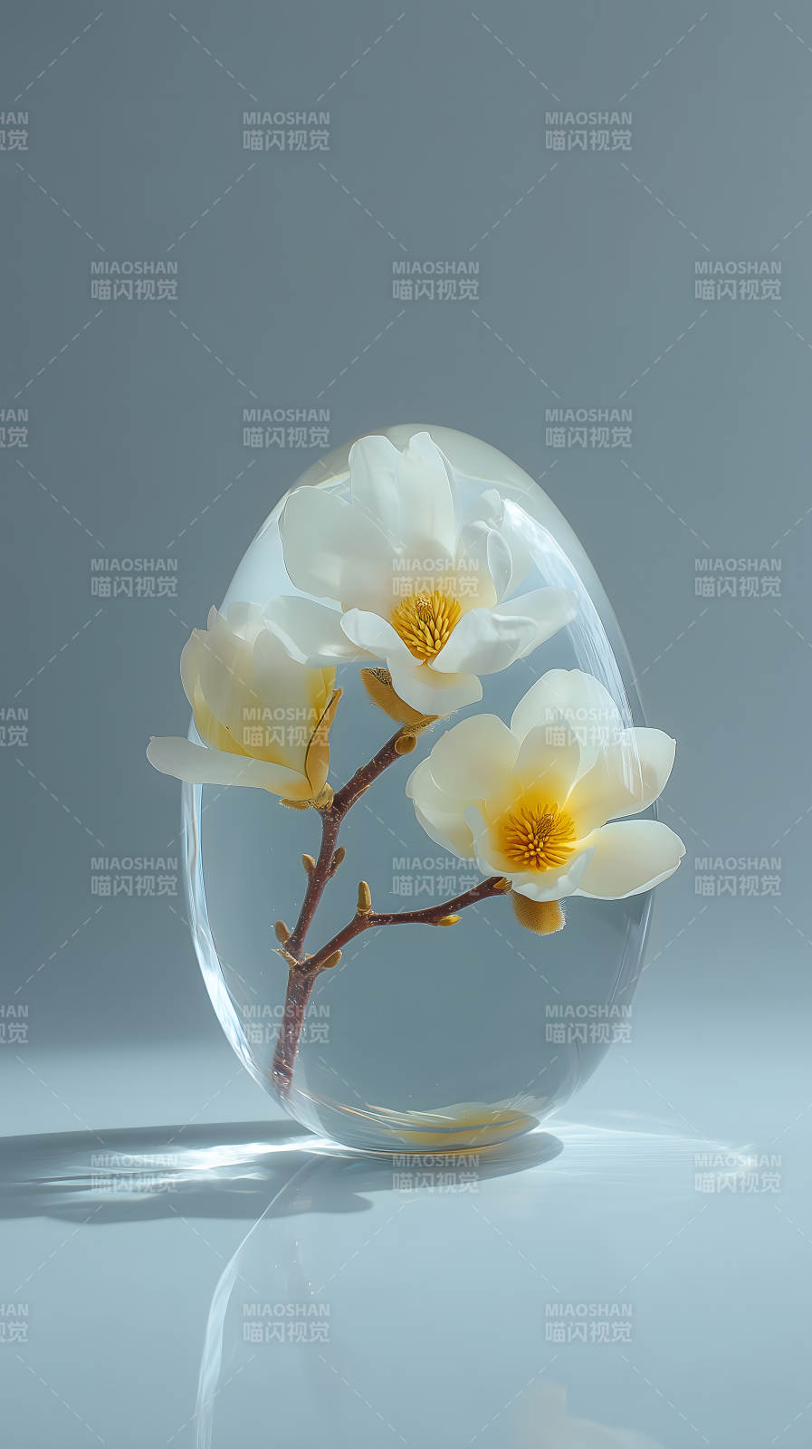 花在蛋中摄影图片