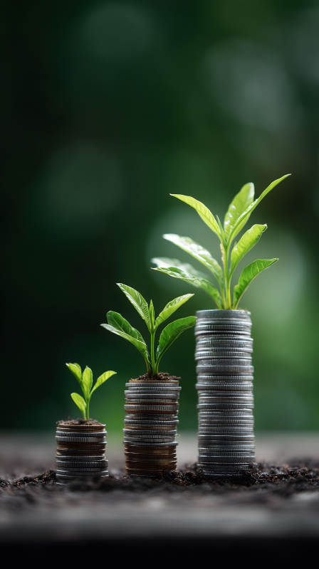 硬币上的绿植生长图片