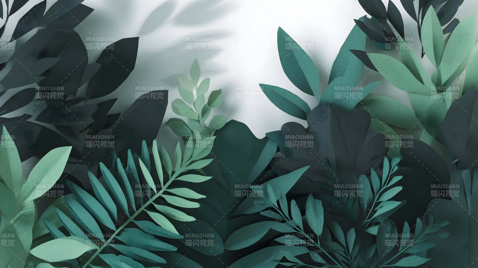 绿色植物的纸艺拼贴图片