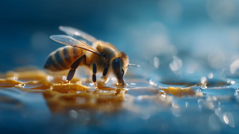 蜜蜂采蜜特写画面图片