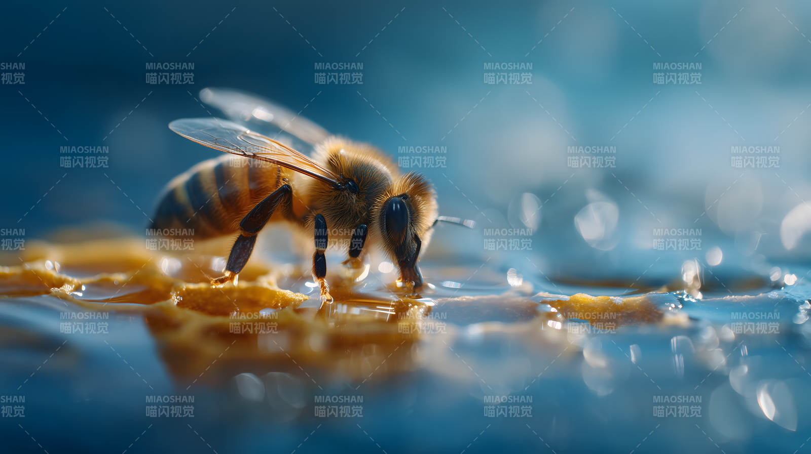 蜜蜂采蜜特写画面图片