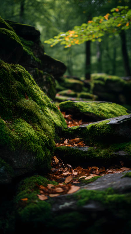 森林岩石上的青苔图片