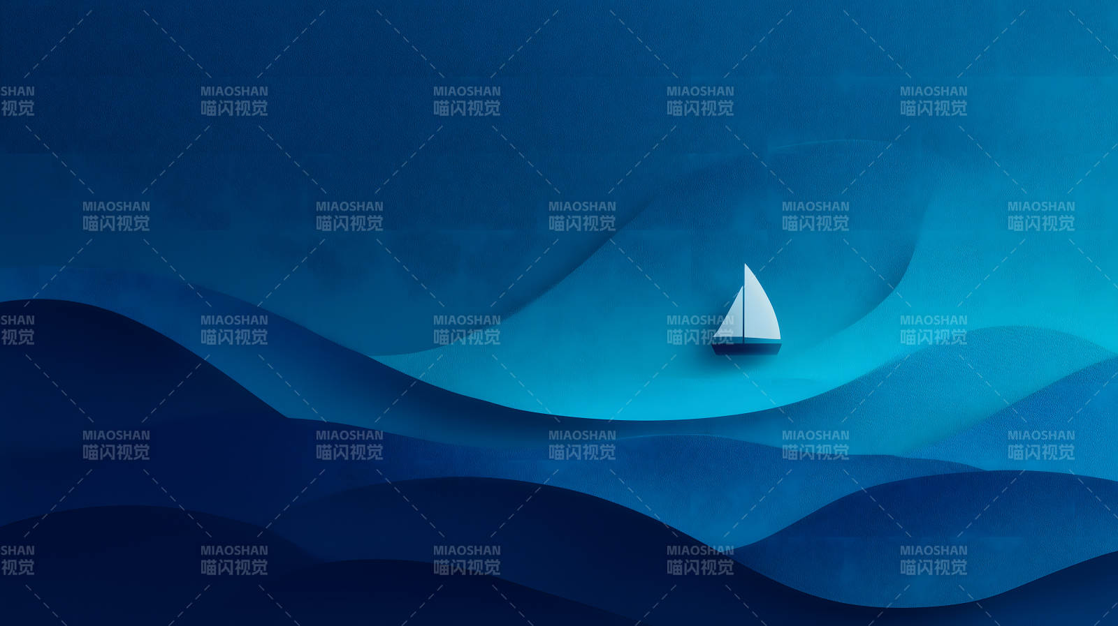 蓝海帆船静谧远航图片