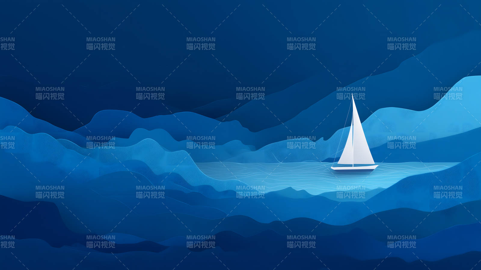 蓝海帆船静谧氛围图片