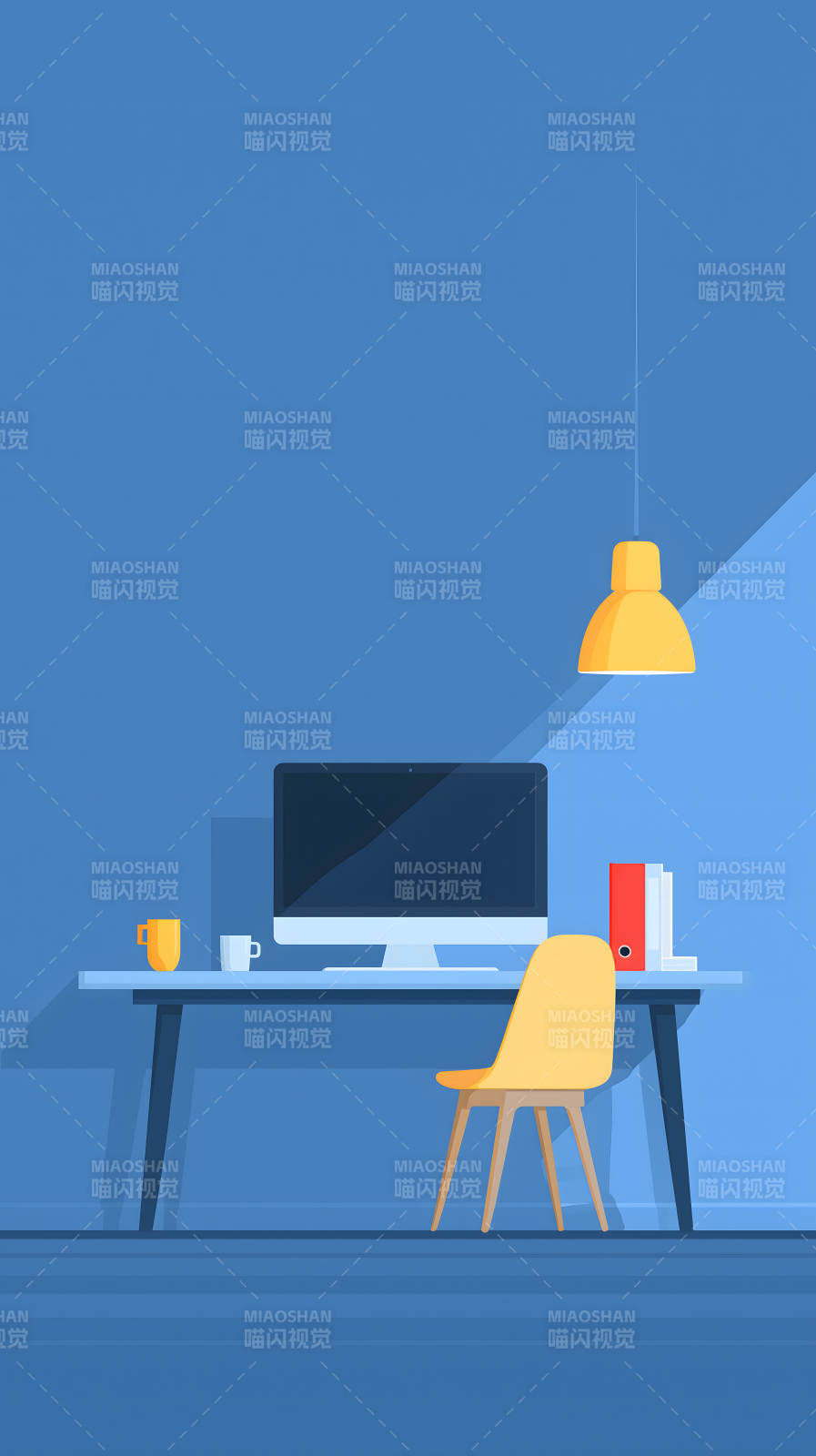 简约办公场景插画图片