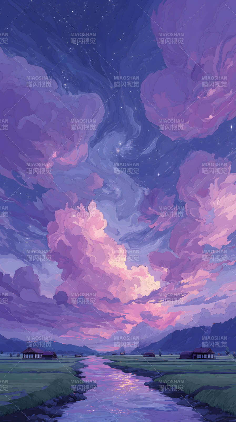 紫霞晚空河图片