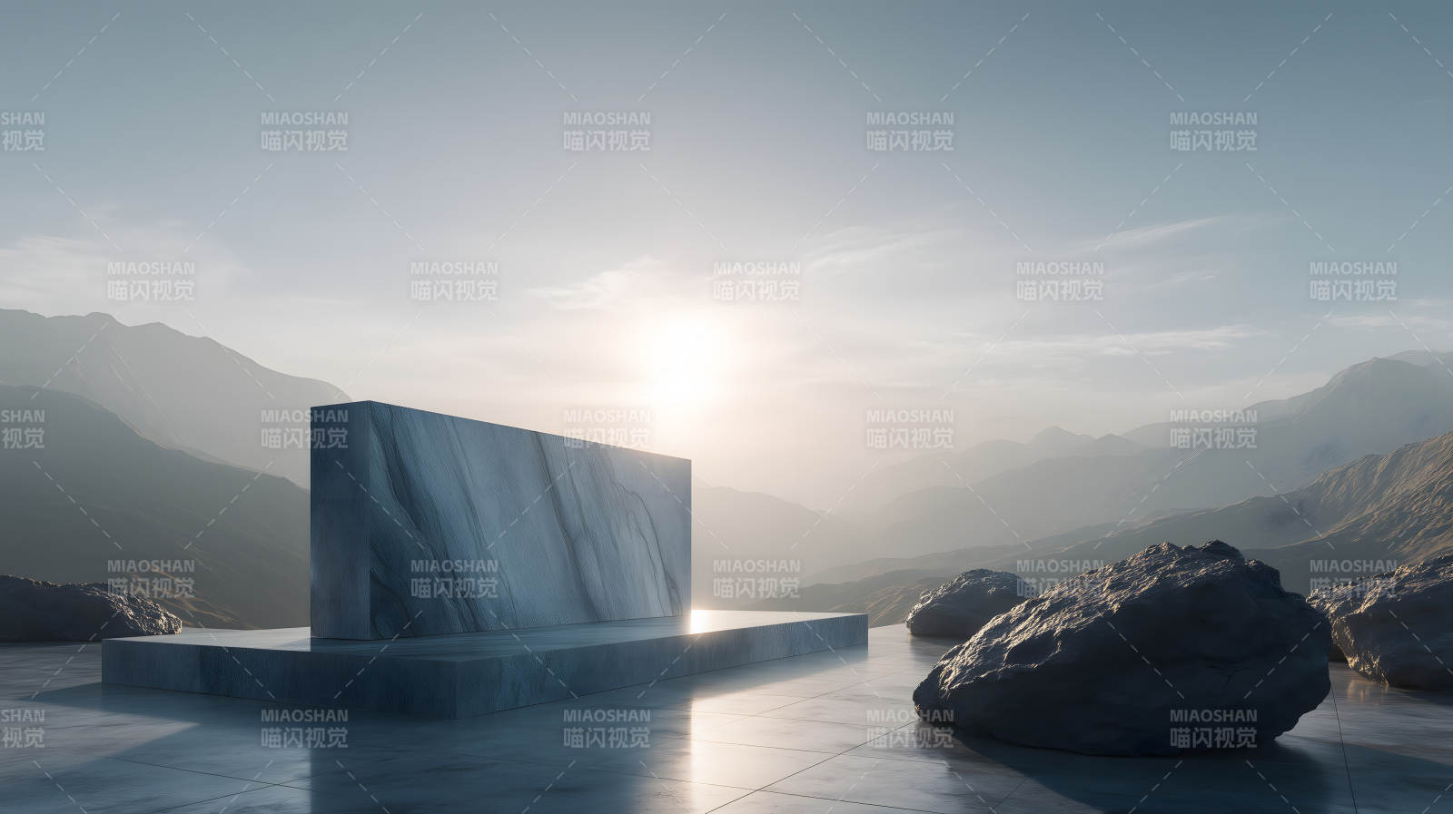 山石矗立日光澄澈图片