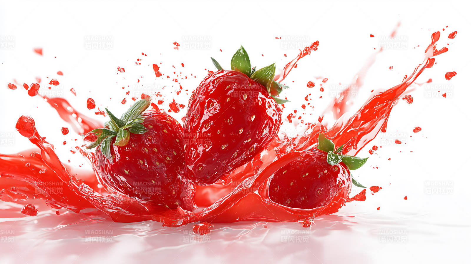 草莓飞溅果汁四射图片