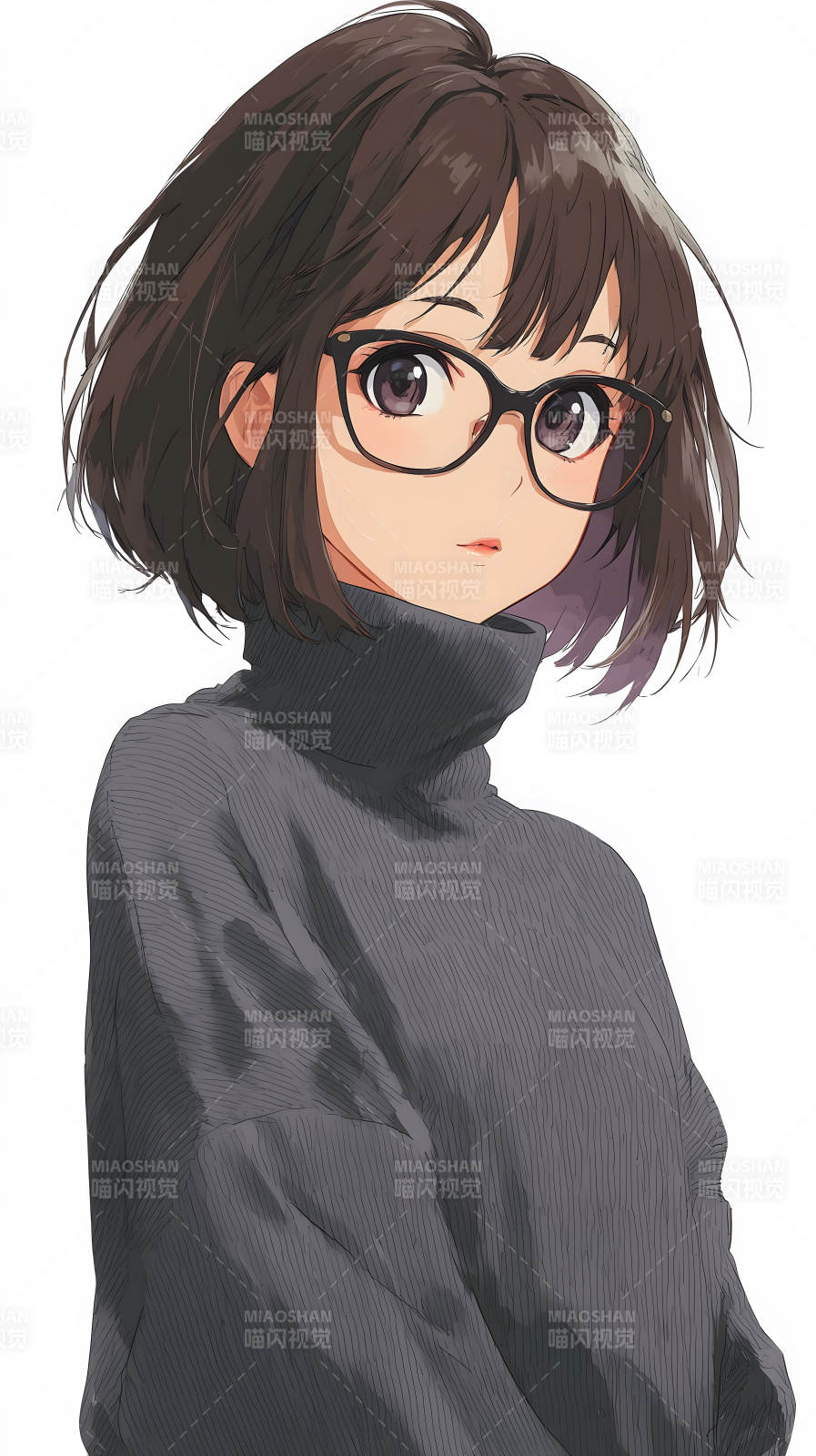 戴眼镜的动漫少女图片