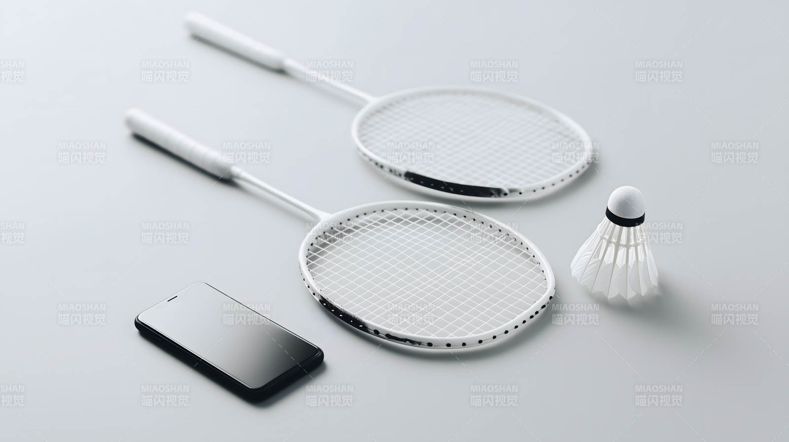 羽毛球装备与手机图片