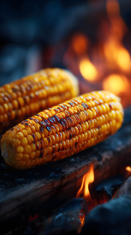 烤玉米篝火美味诱人图片
