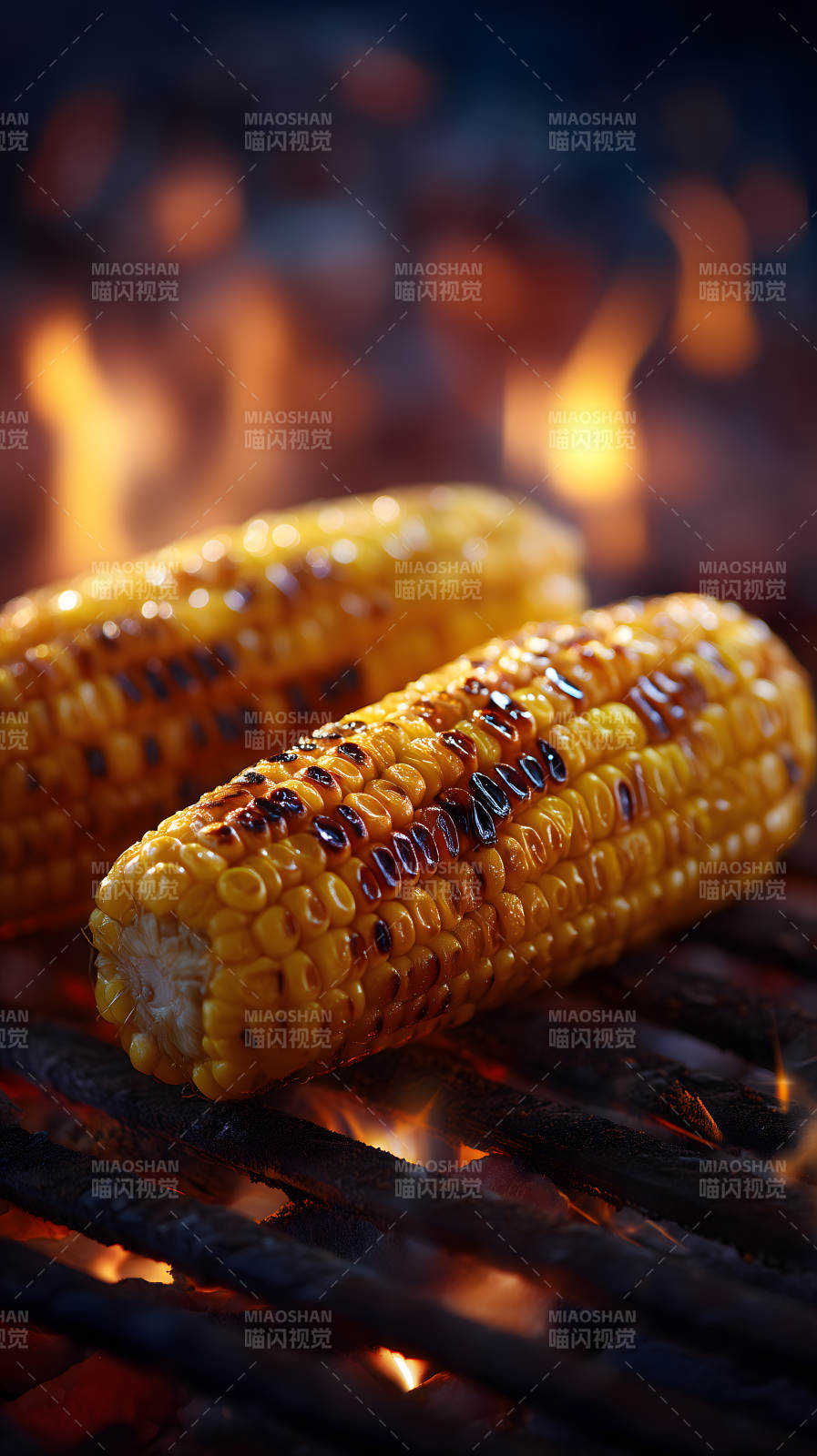 烤玉米特写火焰背景图片