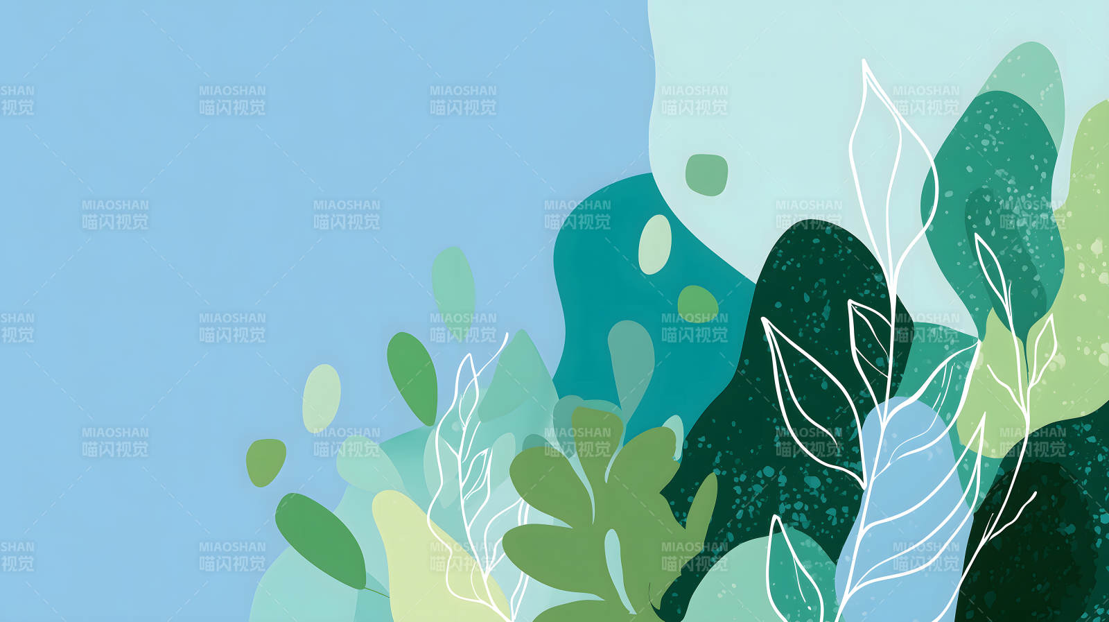 绿色植物抽象画图片