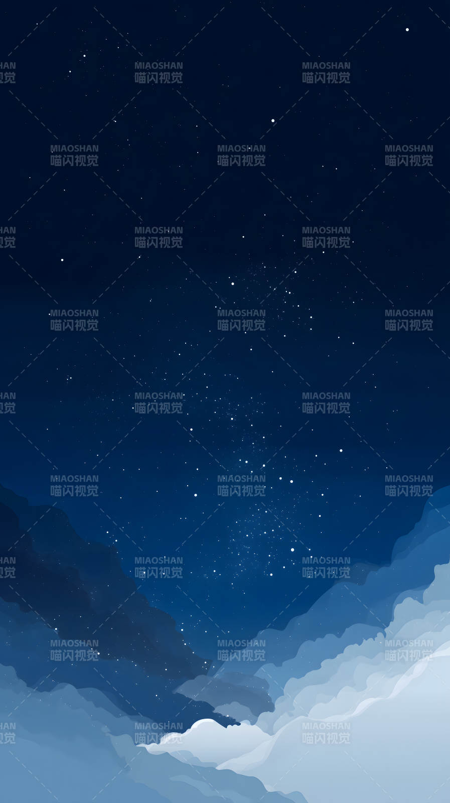 夜空星云与山脉图片