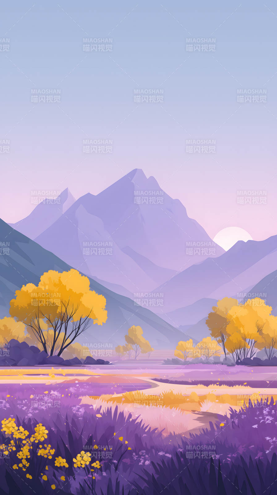 紫山金树田园风光图片