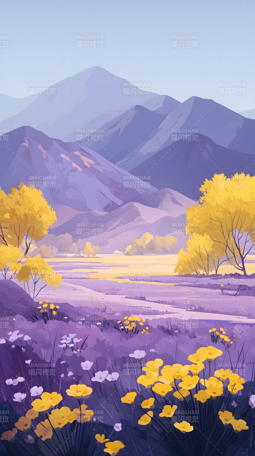 紫色山谷风光迷人图片