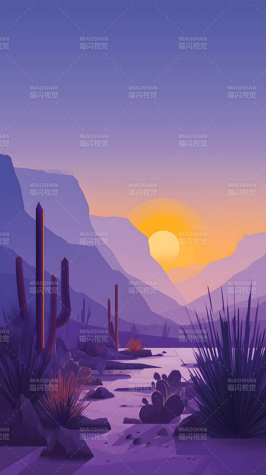 沙漠落日风光图片