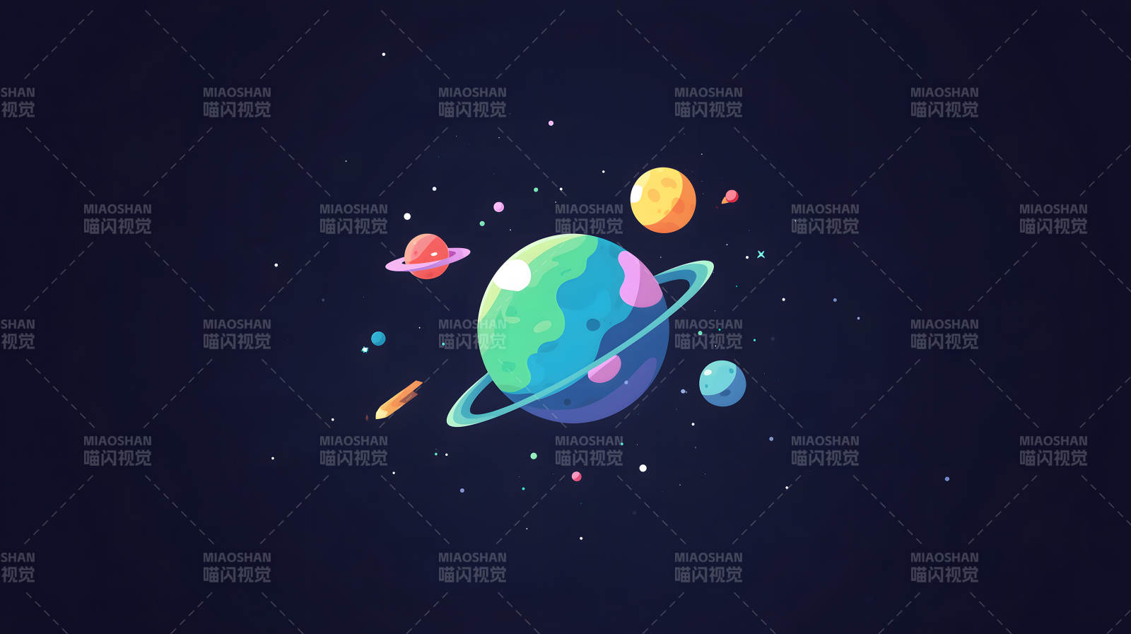 宇宙星球卡通风景图图片