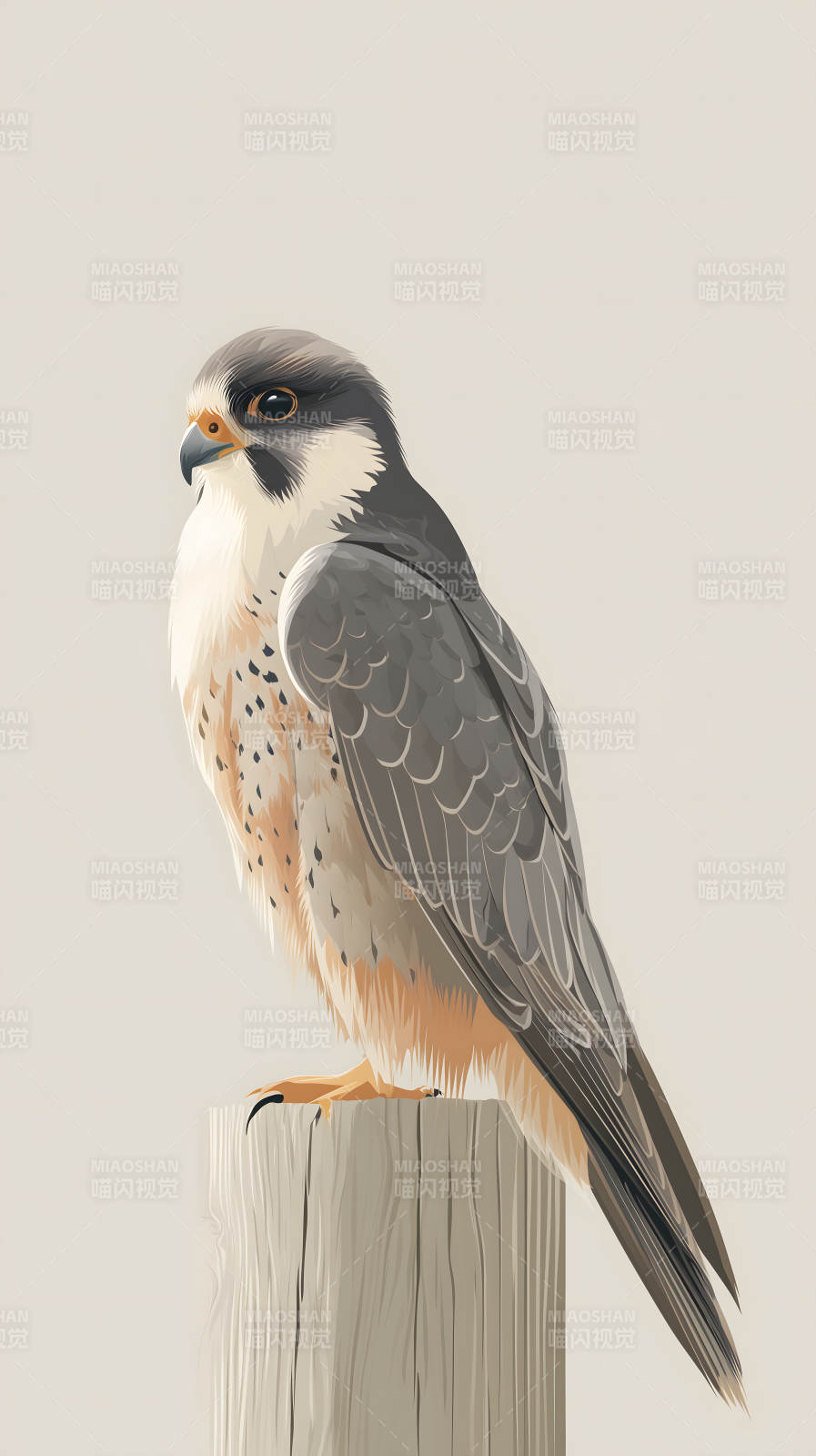 鹰隼栖木静谧自然图片