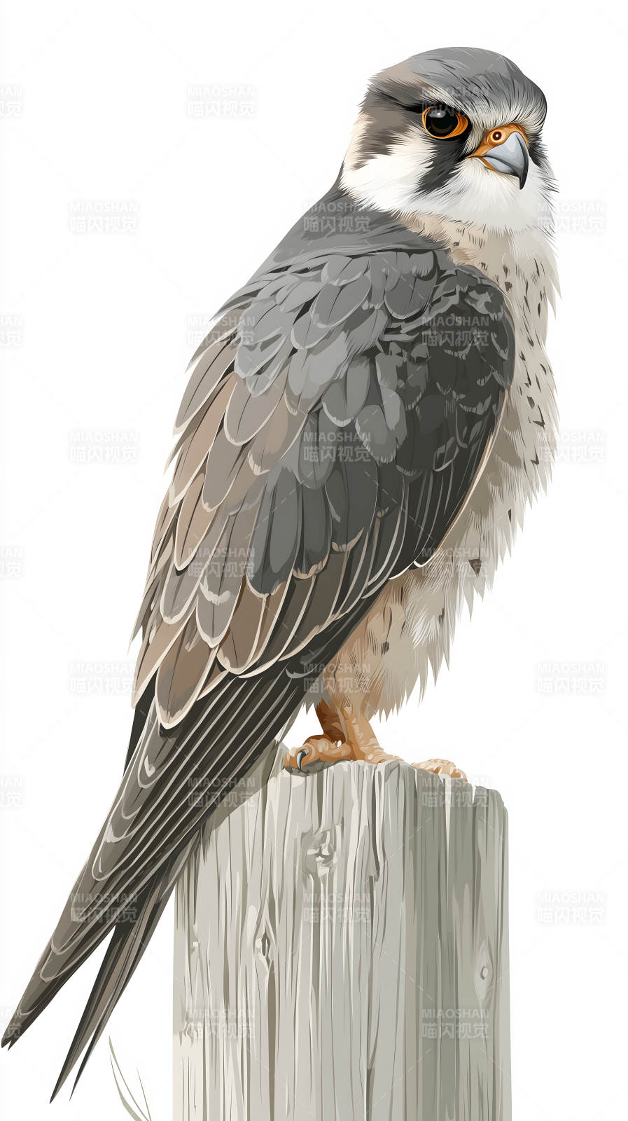 鹰在木桩上凝视图片