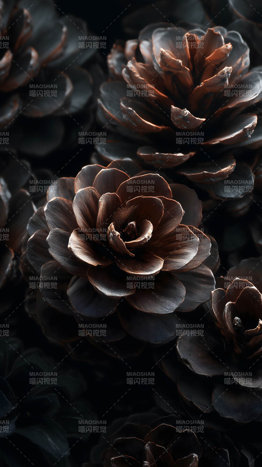 黑松果特写质感唯美图片