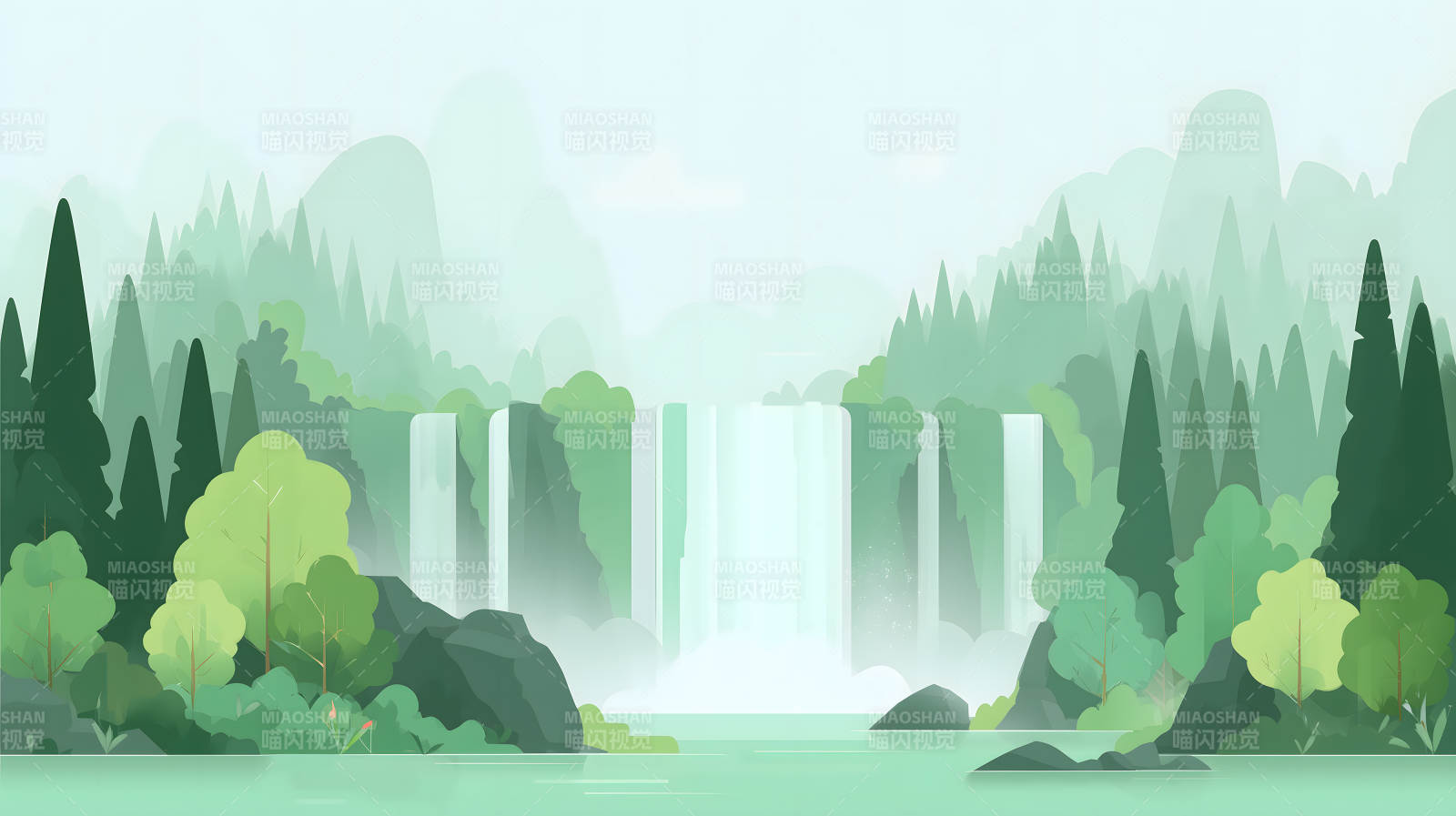 瀑布森林美景图片