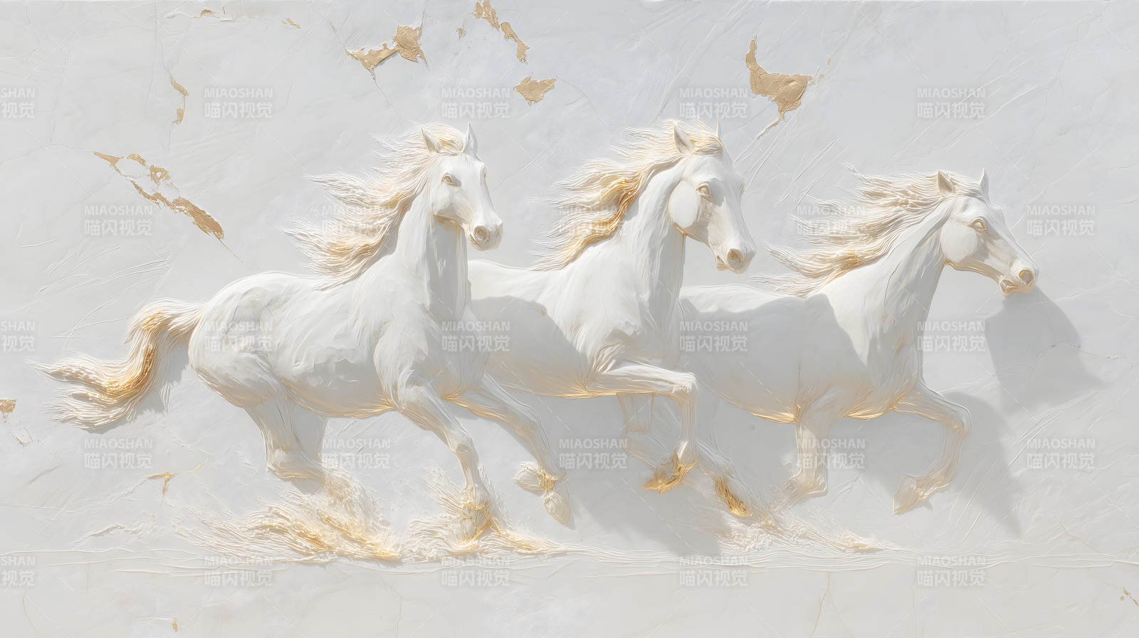 白马奔腾金光闪耀图片
