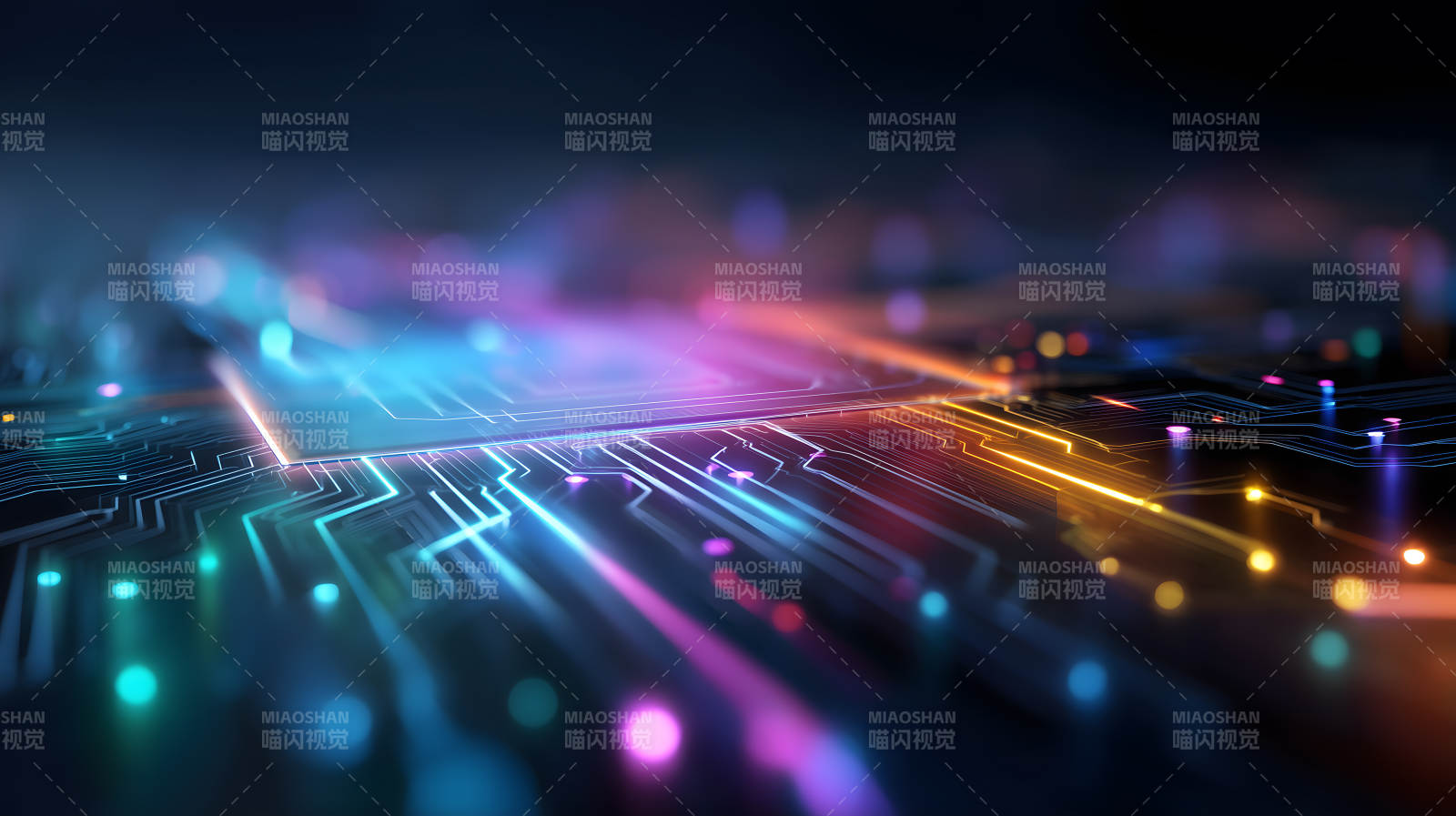 电路板光线交织图片