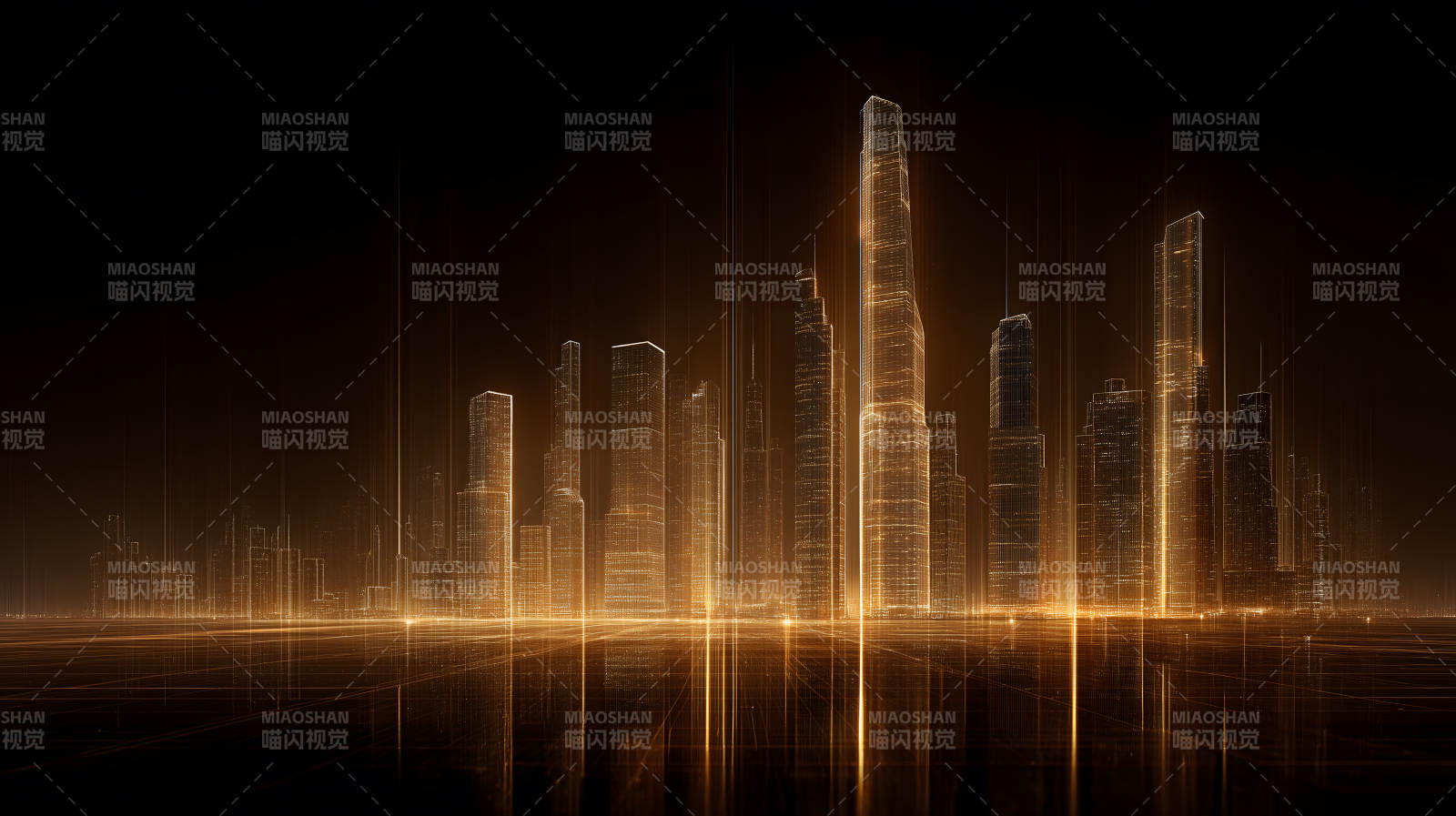 金色城市未来景象图片