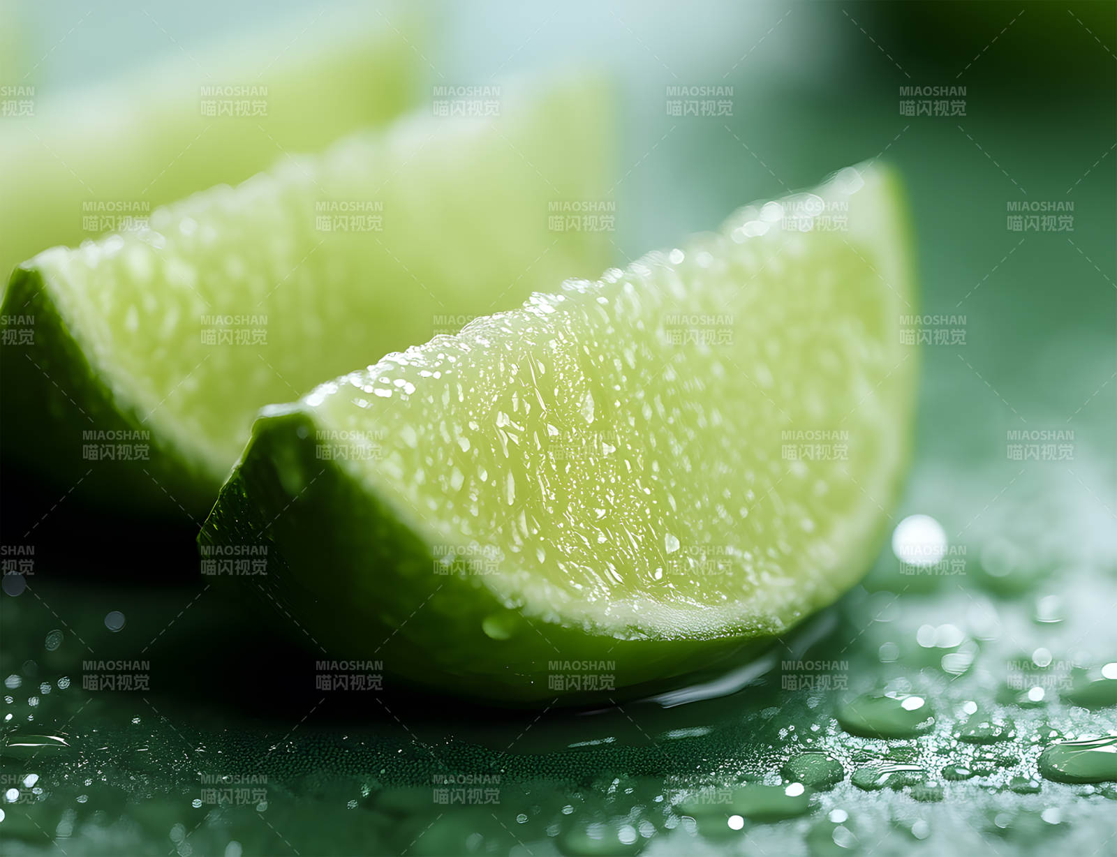 青柠特写清新水滴图片