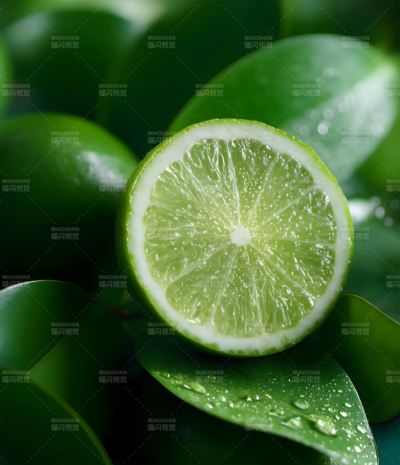 青柠切面特写图片