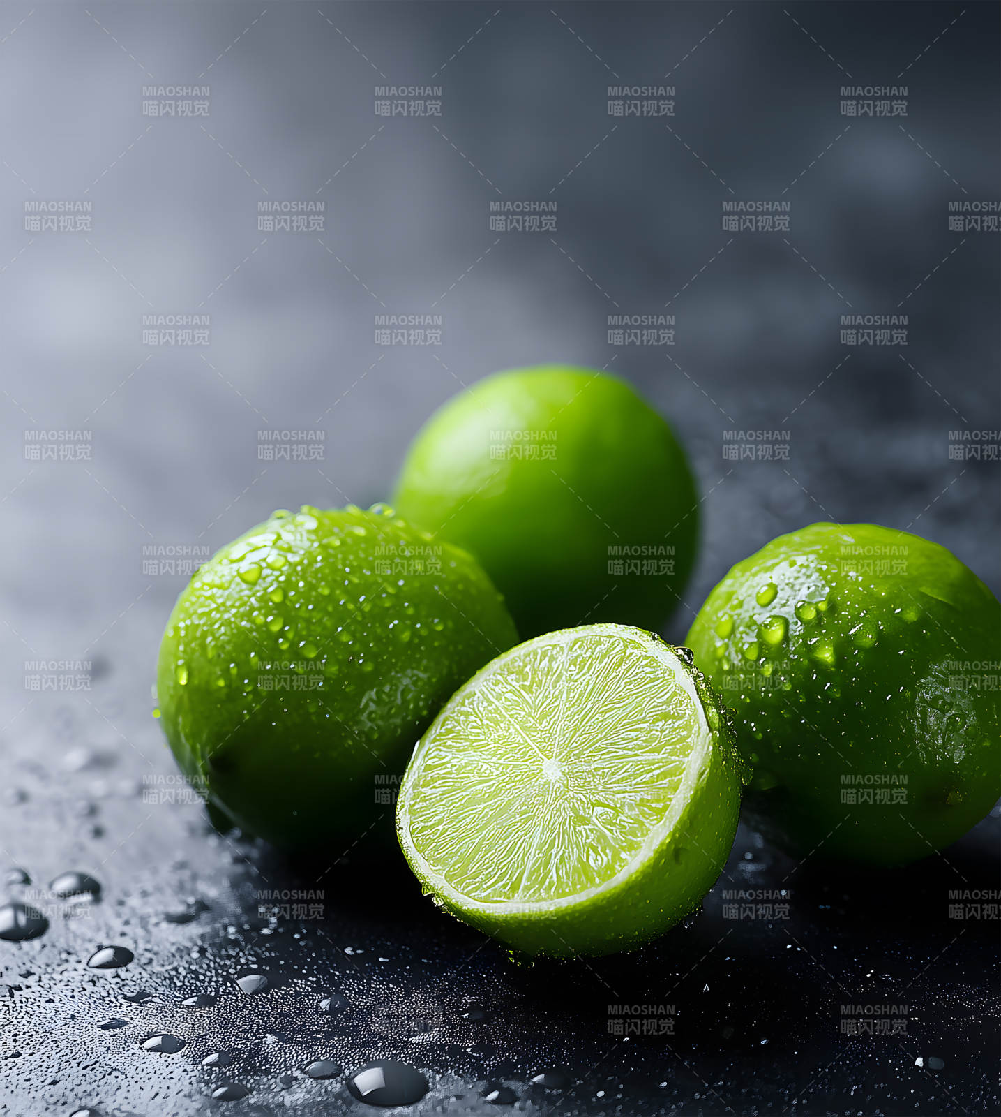 青柠特写清新水珠图片