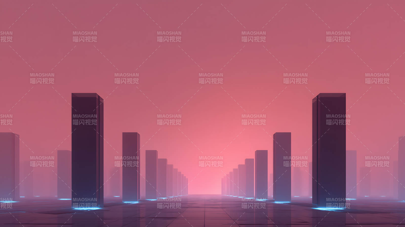 未来城市柱子粉色图片