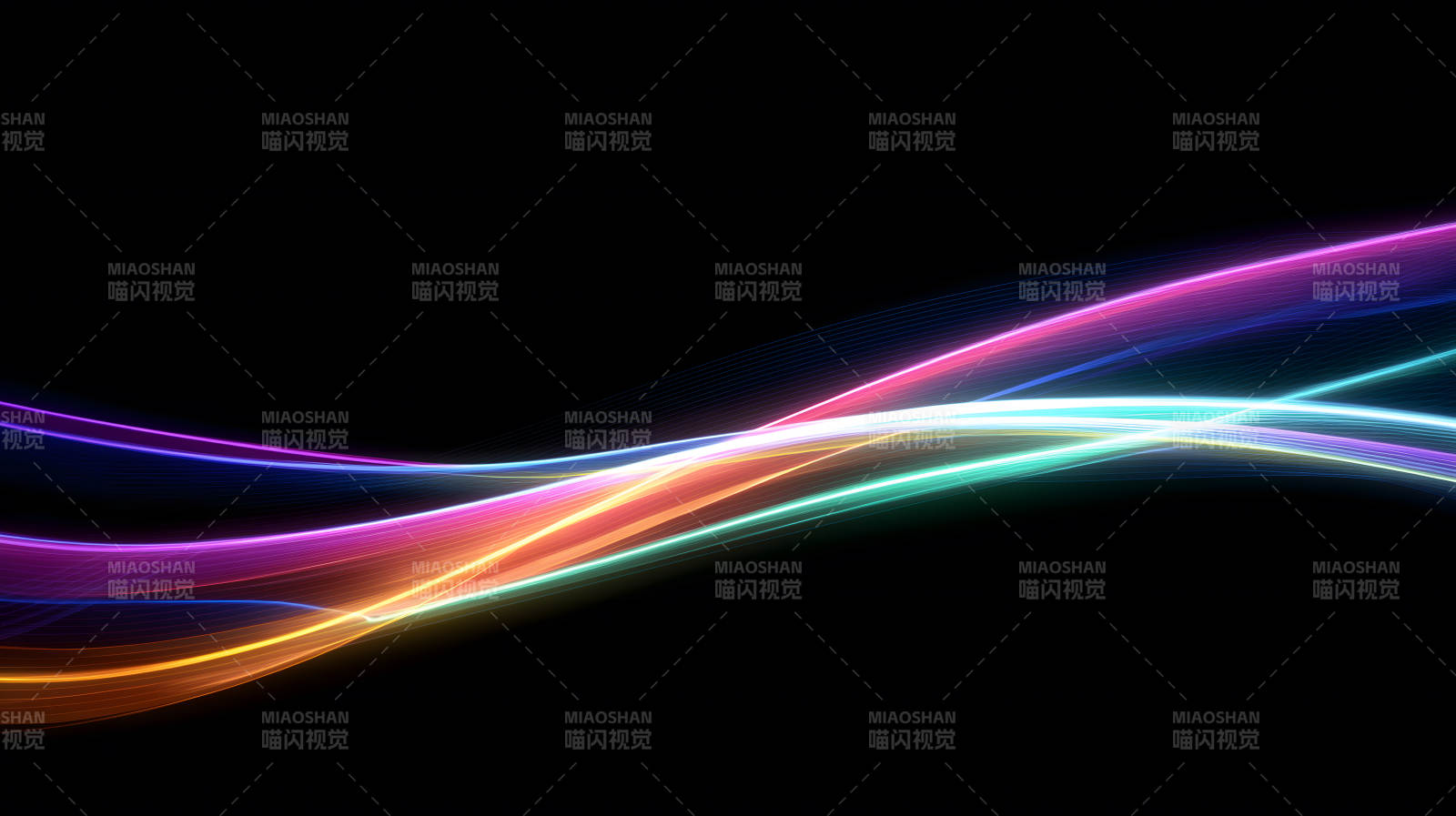 彩色光线流淌黑色背景图片