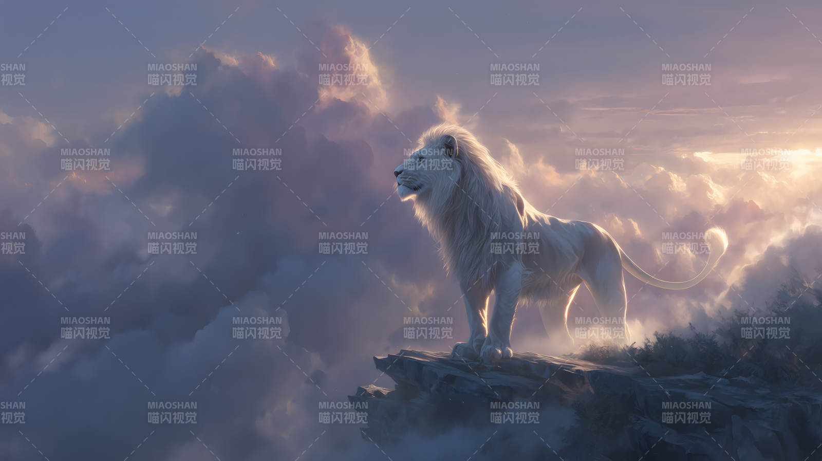 雄狮凝视云海图片