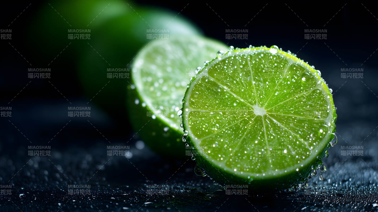 青柠特写水珠晶莹剔透图片