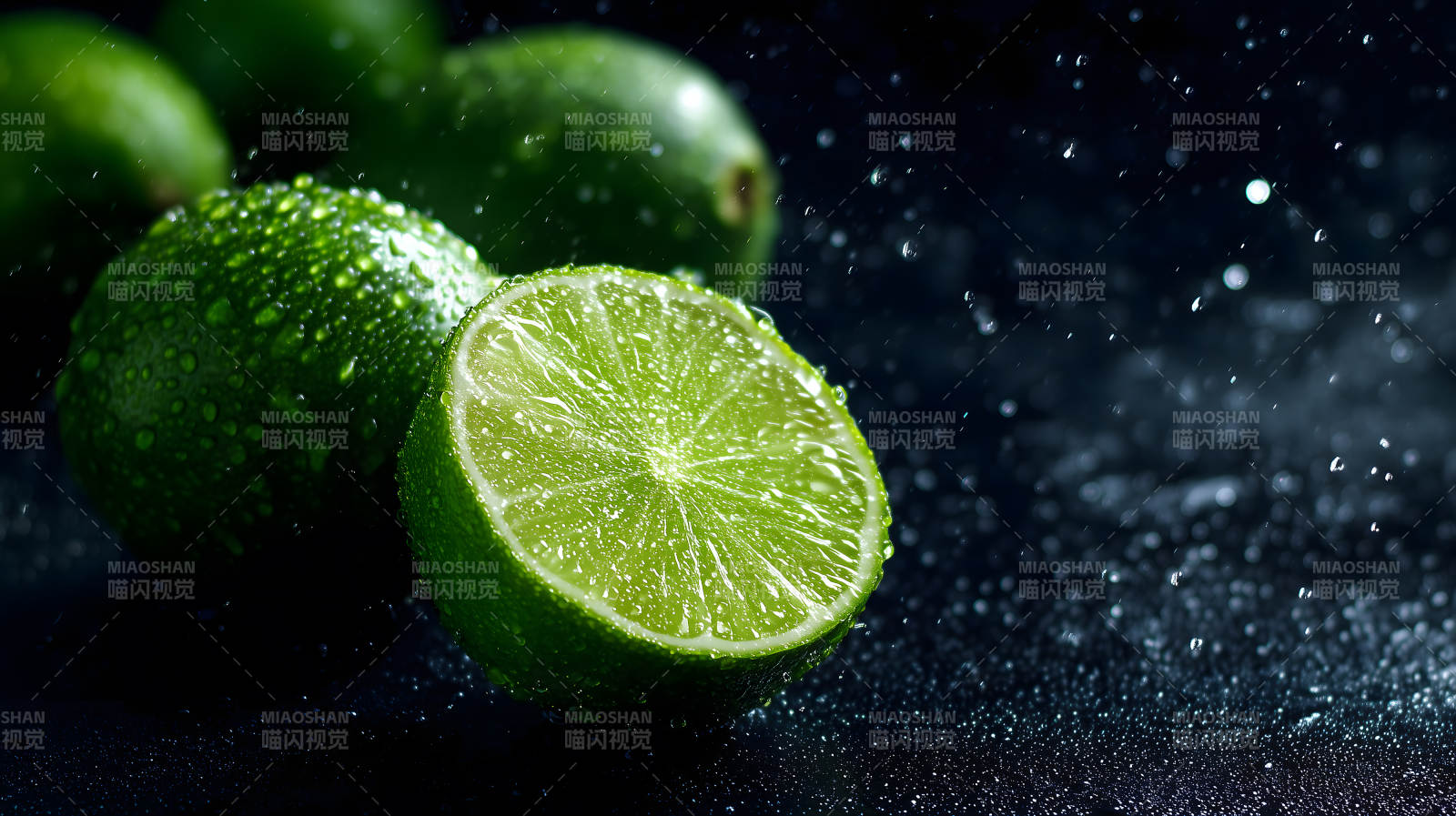 青柠特写水珠晶莹剔透图片