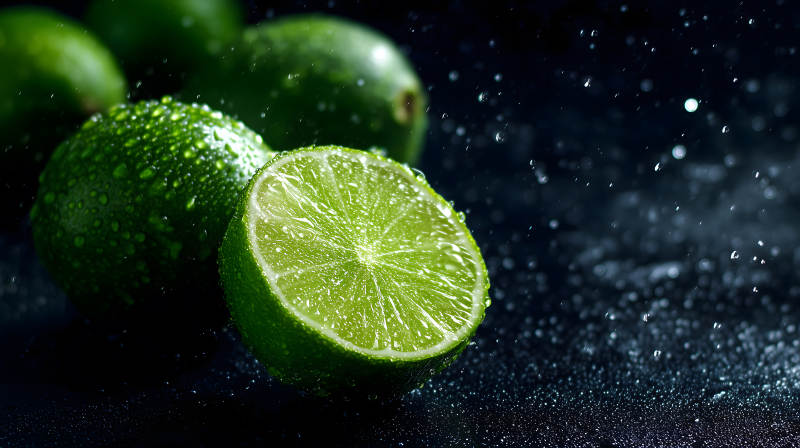 青柠特写水珠晶莹剔透图片