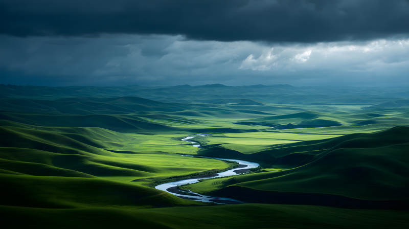 绿野苍穹山川河流图片