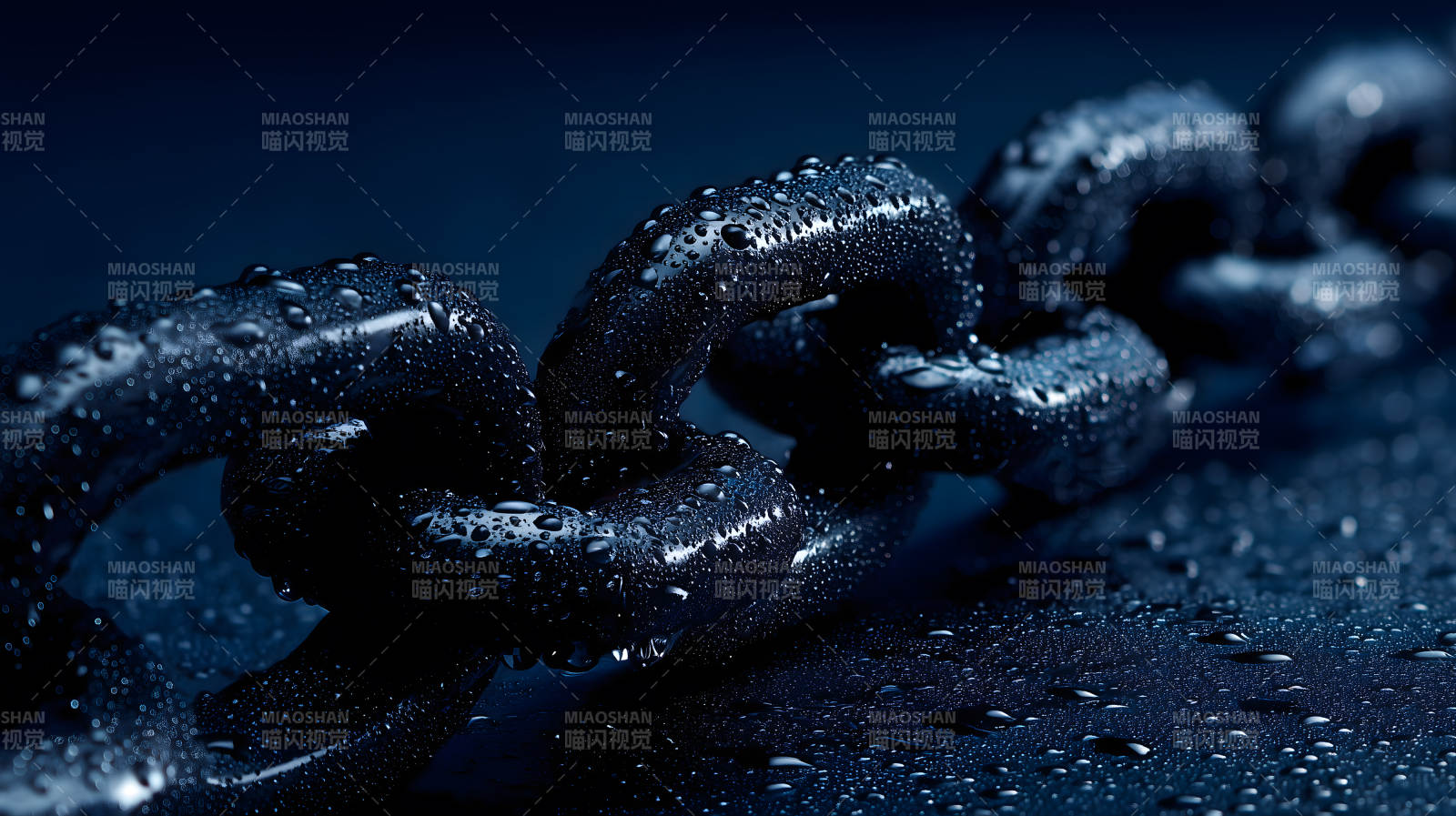 深蓝色链条特写细节图片