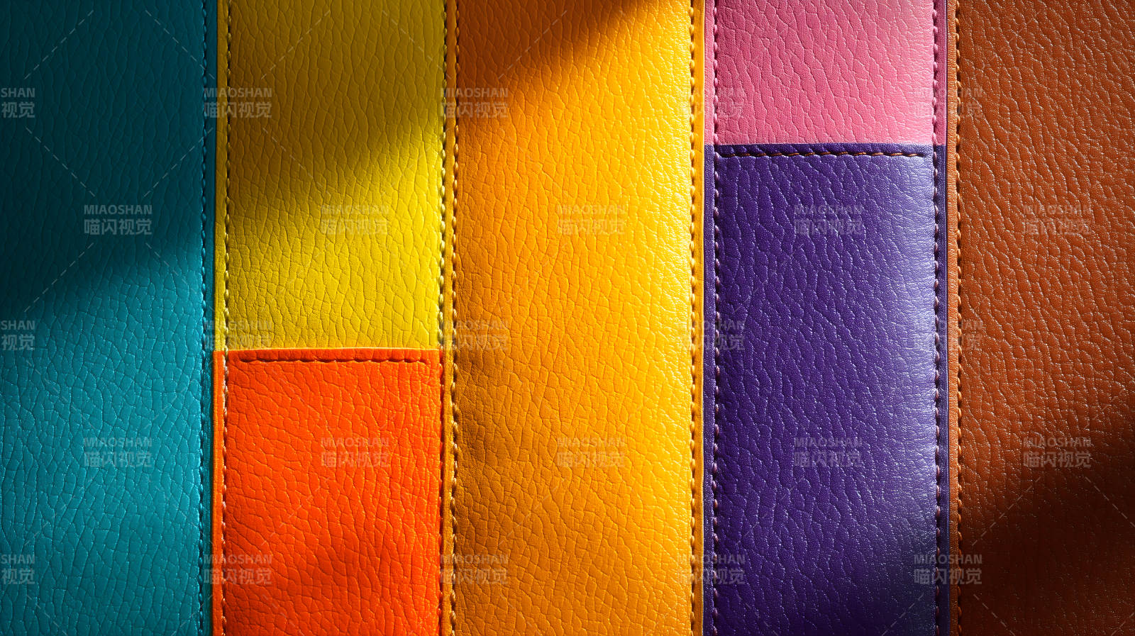 彩色皮革拼接纹理图片