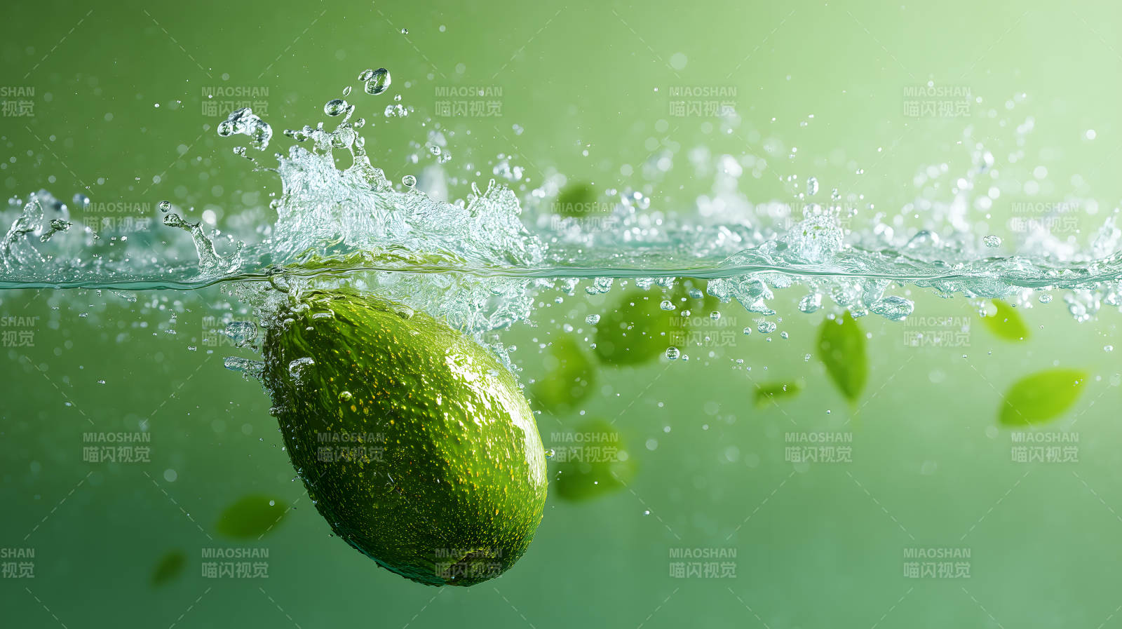 牛油果水中飞溅图片